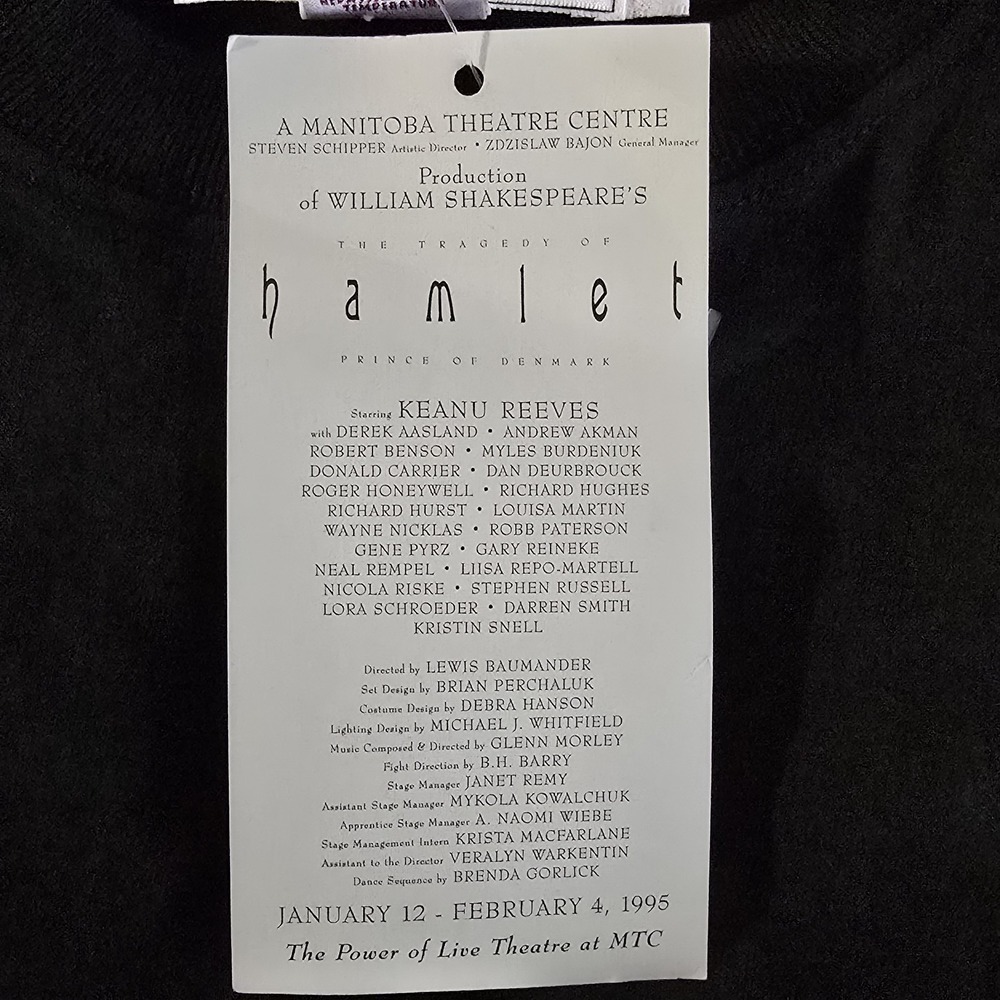 Vintage 1995 Keanu Reeves Hamlet T Shirt Manitoba Theatre Centre NWT XL USA RARE - Picture 7 of 11